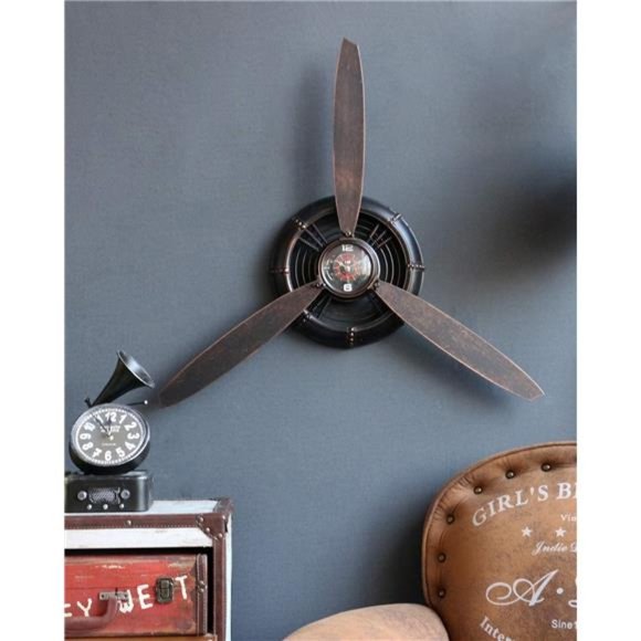 Metal Wall Decor Art Antique Airplane Propeller Aviation Wall Clock, 29.5×26.4" - Picture 7 of 12
